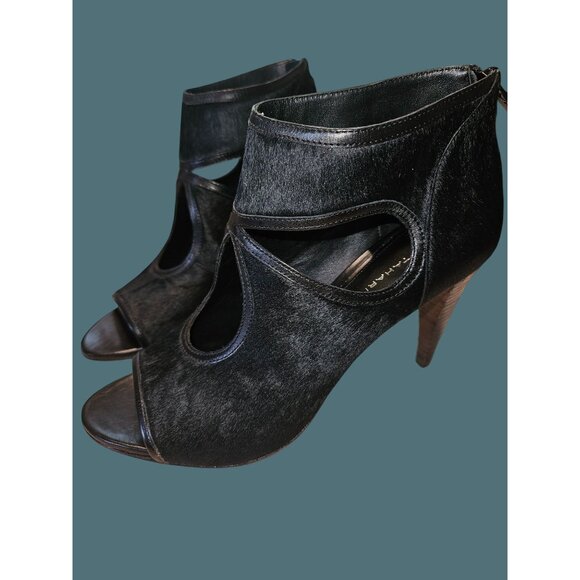 Elie Tahari Isadora Genuine Calf Hair Peep-Toe Cutout High Heel Booties 10.5 M - Picture 4 of 13